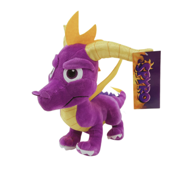Spyro Plüschtier stehend – lila Drache mit goldenen Hörnern – ca. 27 cm – Emma Trade Großhandel